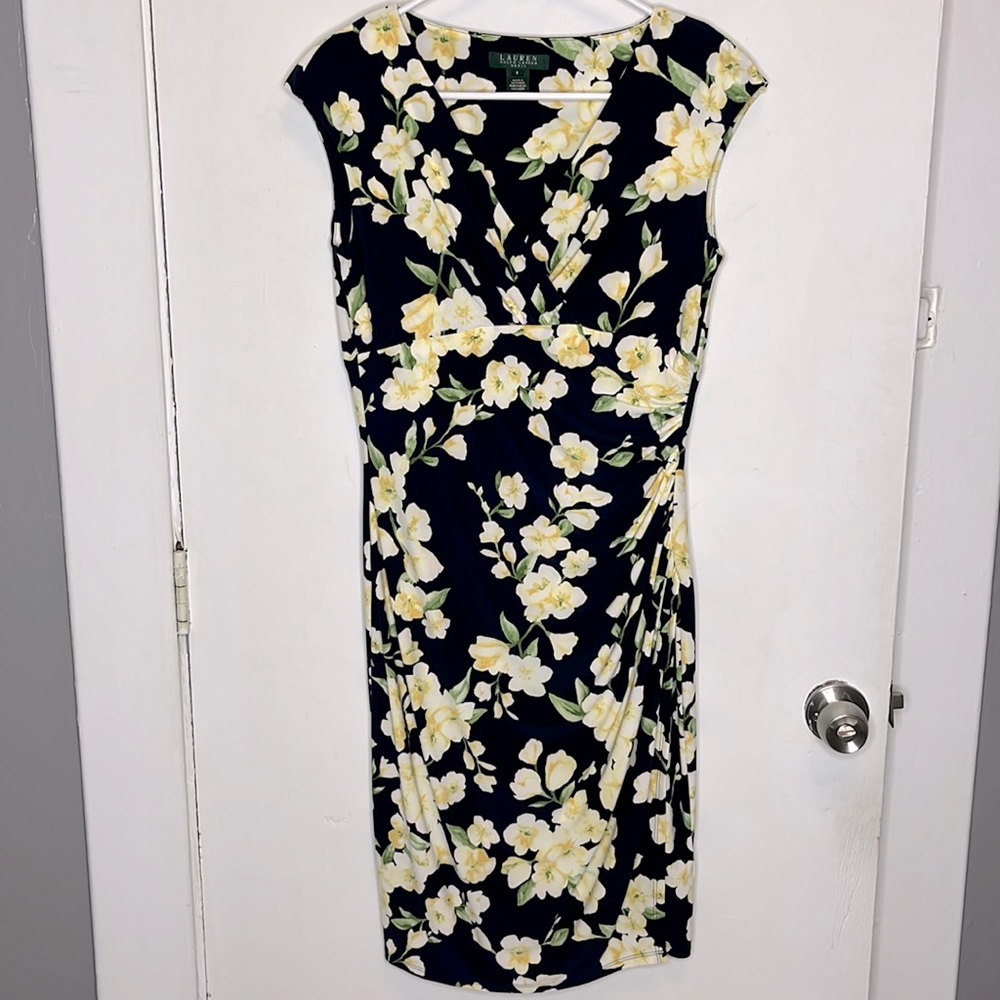 Lauren Ralph Lauren sleeveless floral sheath jersey dress